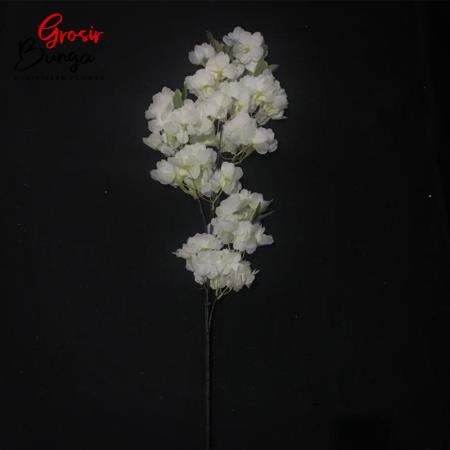 Bunga Cherry Blossom Putih Berdaun