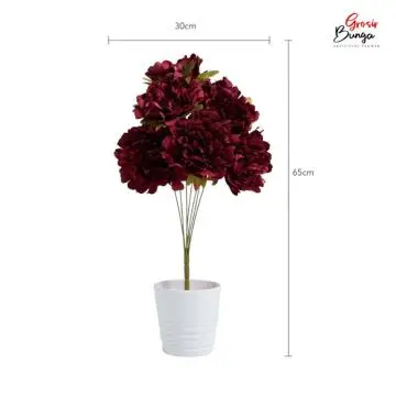 Bunga Plastik Peony K7 Maroon