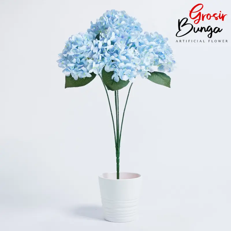 Bunga Plastik Hortensia Hydrangea V2 Biru Soft