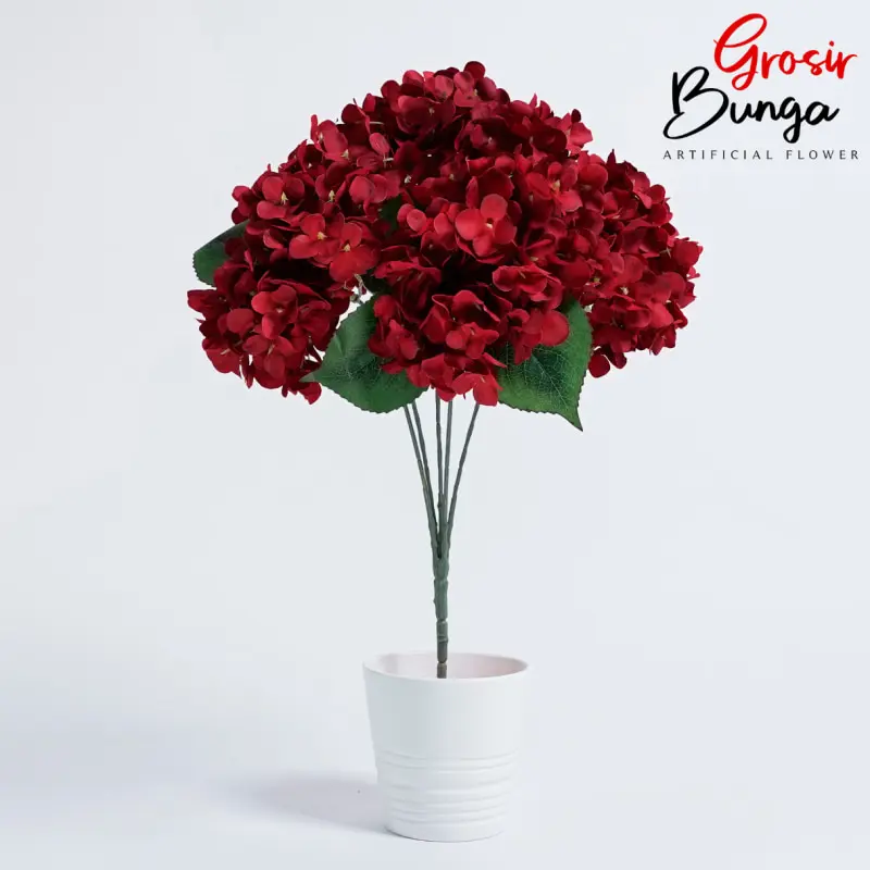 Bunga Plastik Hortensia Hydrangea V2 Maroon