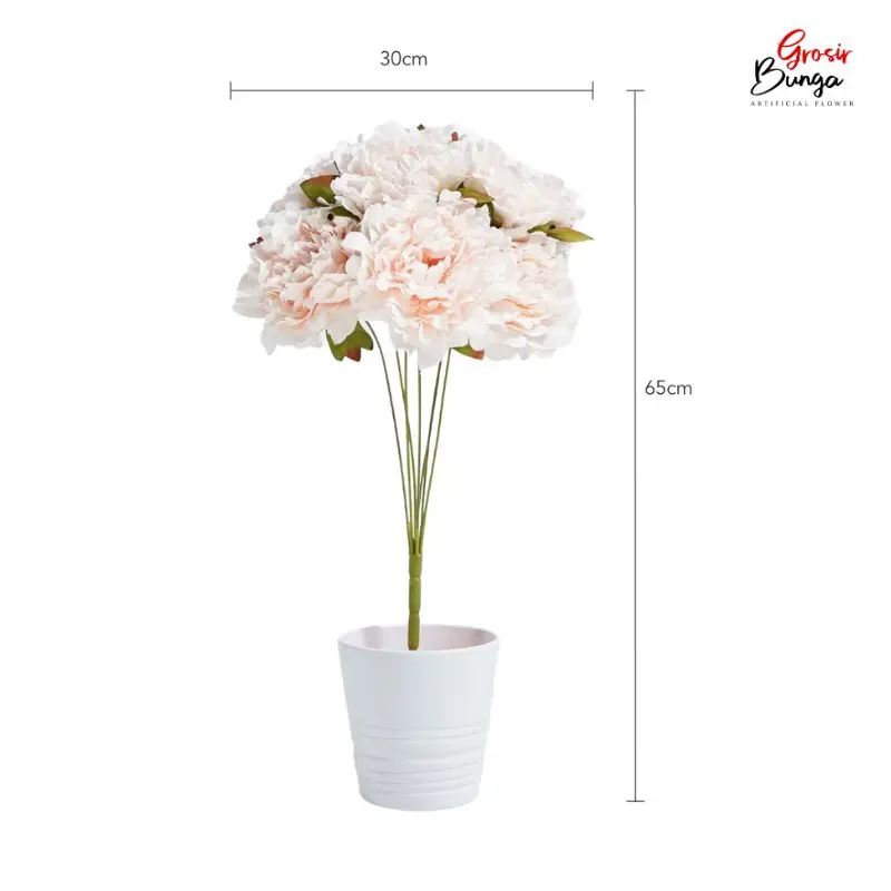 Bunga Plastik Peony K7 Peach Soft