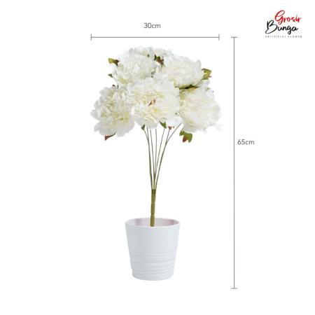 Bunga Plastik Peony K7 Putih