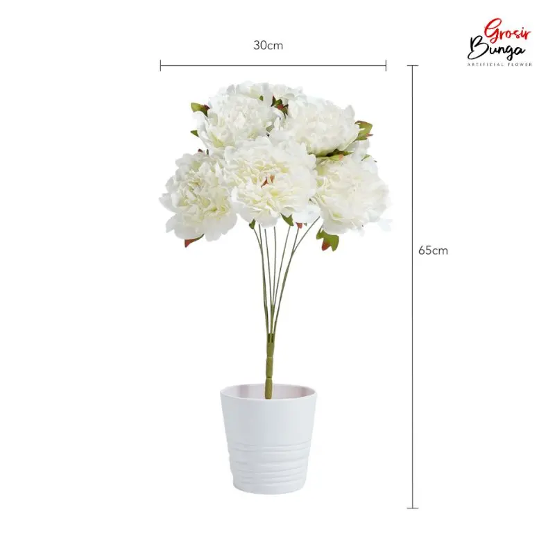 Bunga Plastik Peony K7 Putih